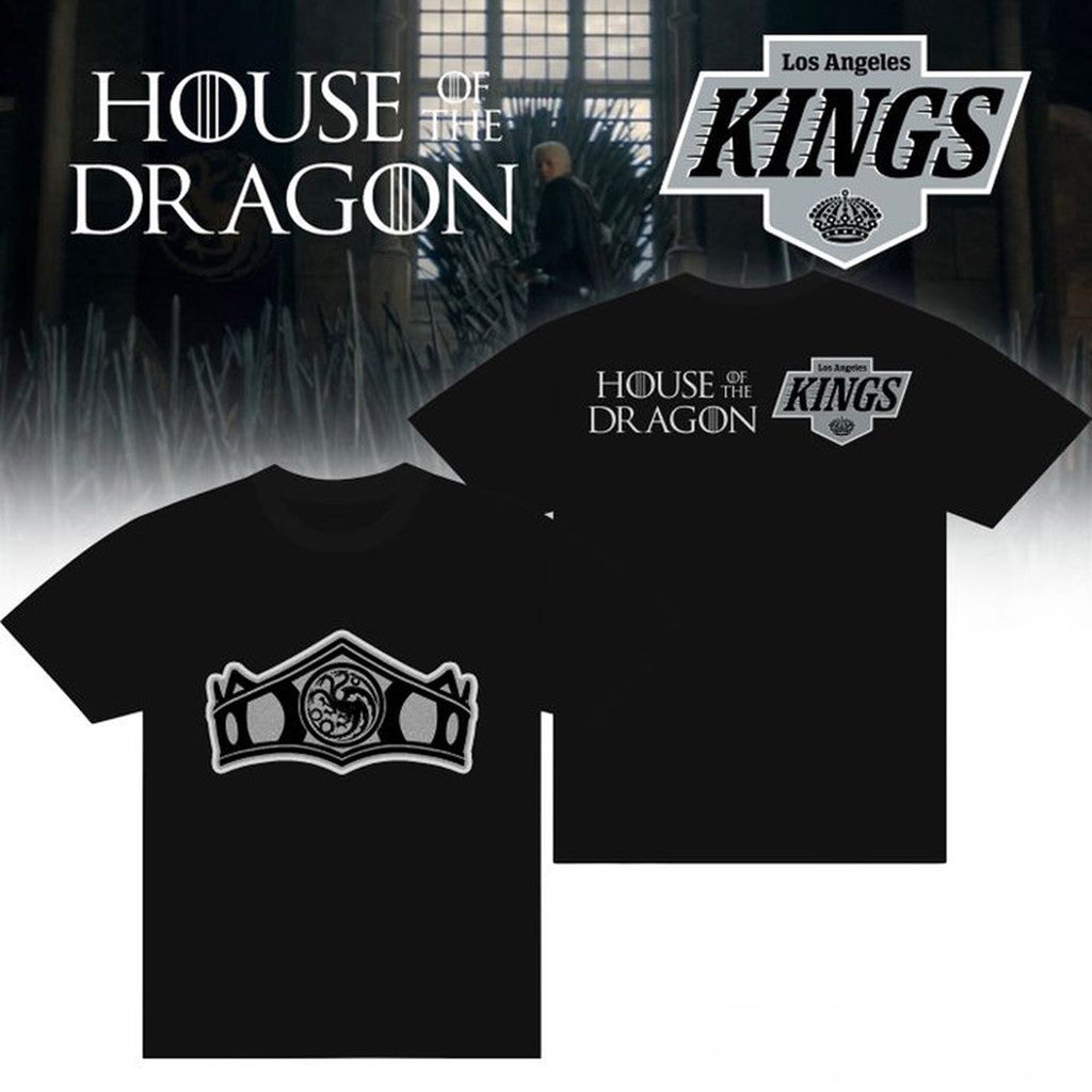 Los Angeles Kings X House Of The Dragon The Rightful Queen Black T-Shirt 2026 LA Kings Merch - Loomnari