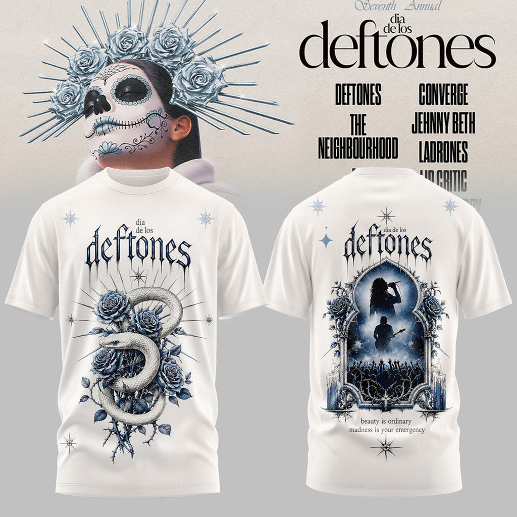 Dia De Los Deftones 2026 White T-Shirt Dia De Los Deftones Merch Metal Fan Gifts - Loomnari