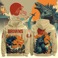 Cleveland Browns Godzilla Hoodie 2026 Cleveland Browns Merch Gift For Football Lovers - Loomnari