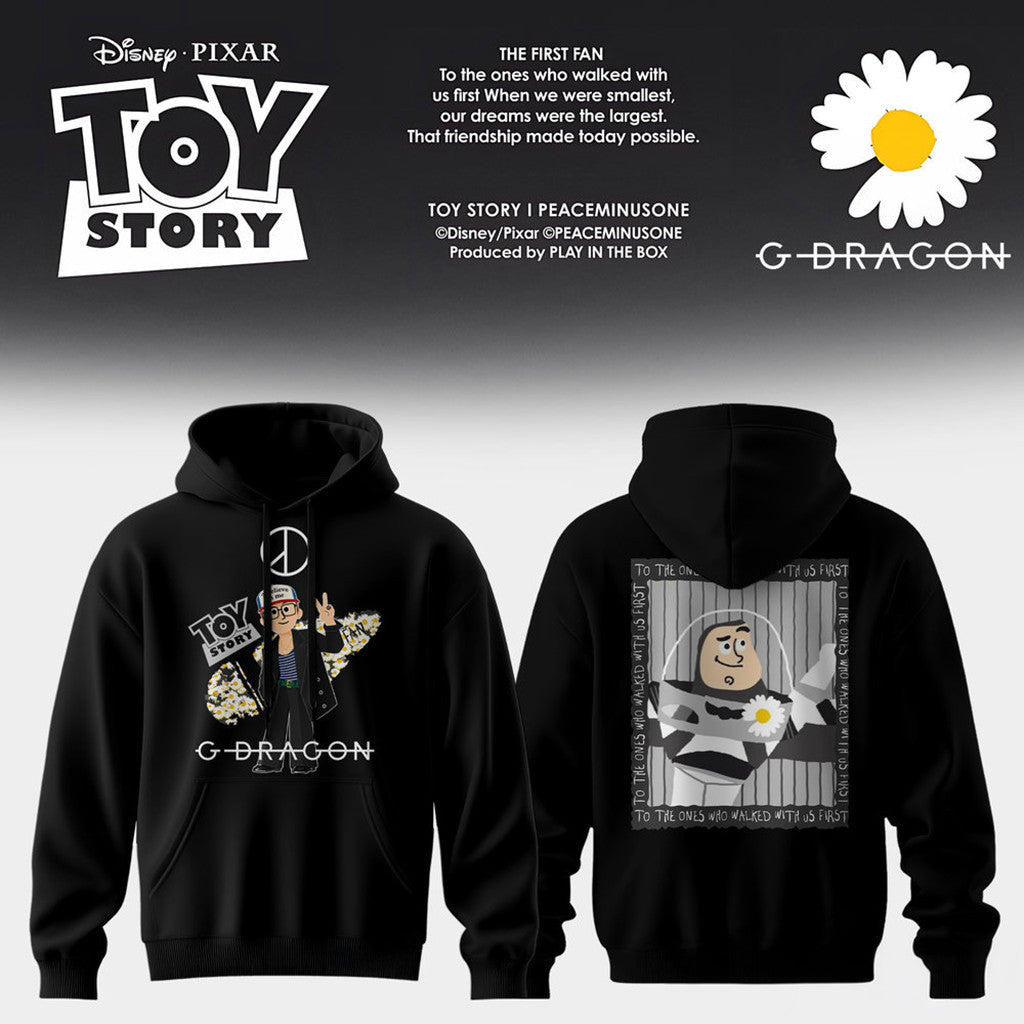 G-Dragon X Toy Story 5 Buzz Lightyear Daisy Hoodie 2026 G-Dragon Peaceminusone Merch Black - Loomnari