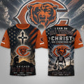 Chicago Bears Faith Family Football T-Shirt Chicago Bears Merch Christian Gift For Fans - Loomnari
