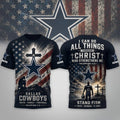 Dallas Cowboys Faith Family Football T-Shirt Dallas Cowboys Merch Christian Gifts For Him - Loomnari