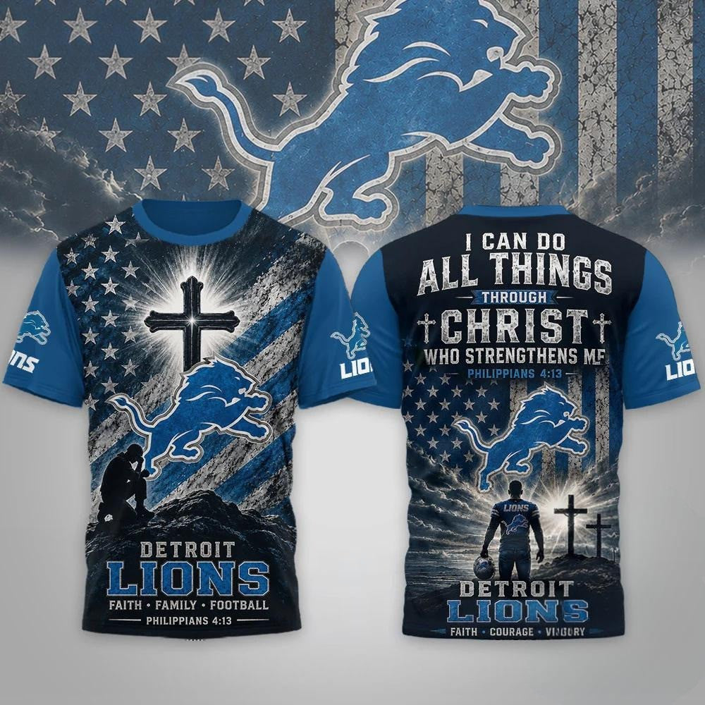 Detroit Lions Faith Family Football Shirt 2026 Detroit Lions Merch Gifts Ideas For Christian - Loomnari
