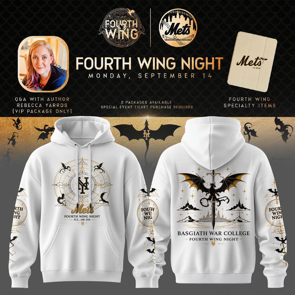 New York Mets Fourth Wing Night 2026 White Hoodie Fly Or Die Hoodie NY Mets Merch Gift For Fans - Loomnari