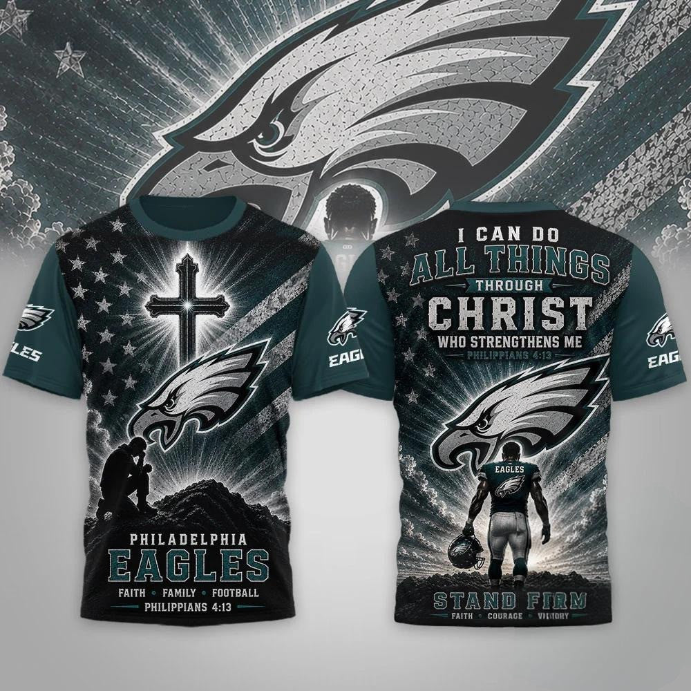 Philadelphia Eagles 2026 Faith Family Football T-Shirt Philly Eagles Merch Christian Gifts - Loomnari