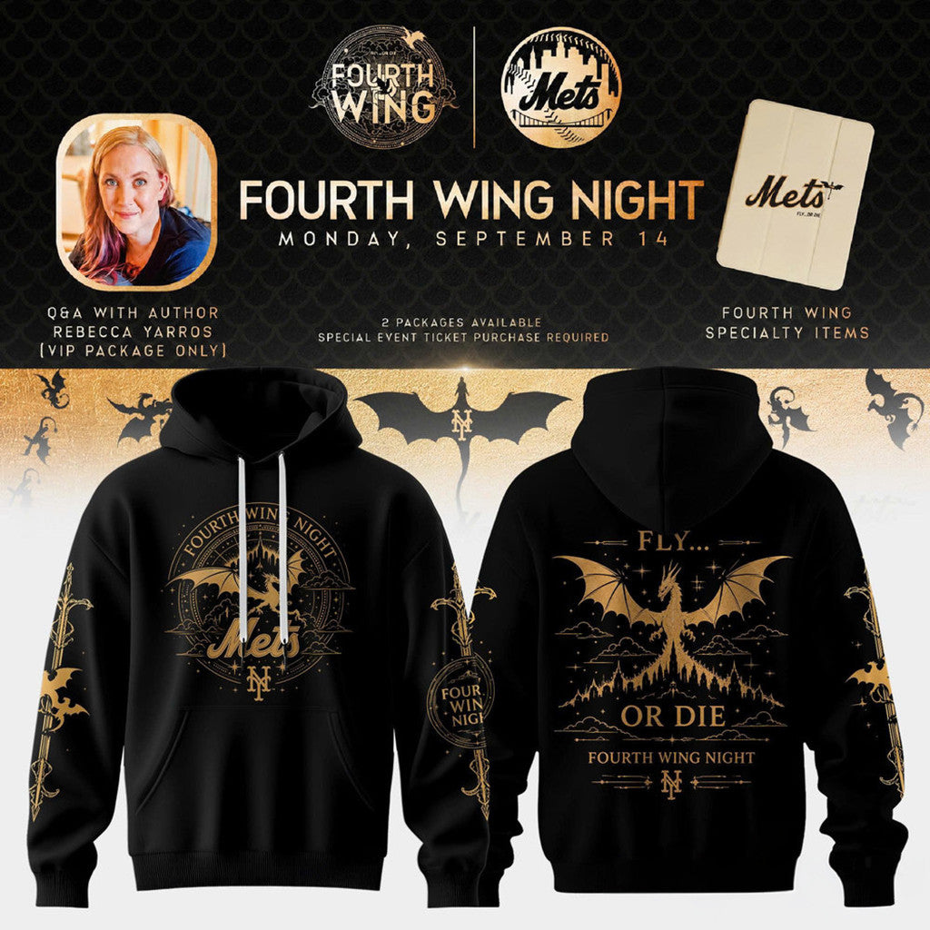 New York Mets Fourth Wing Night 2026 Black Hoodie Fly Or Die Hoodie NY Mets Merch Fan Gifts - Loomnari