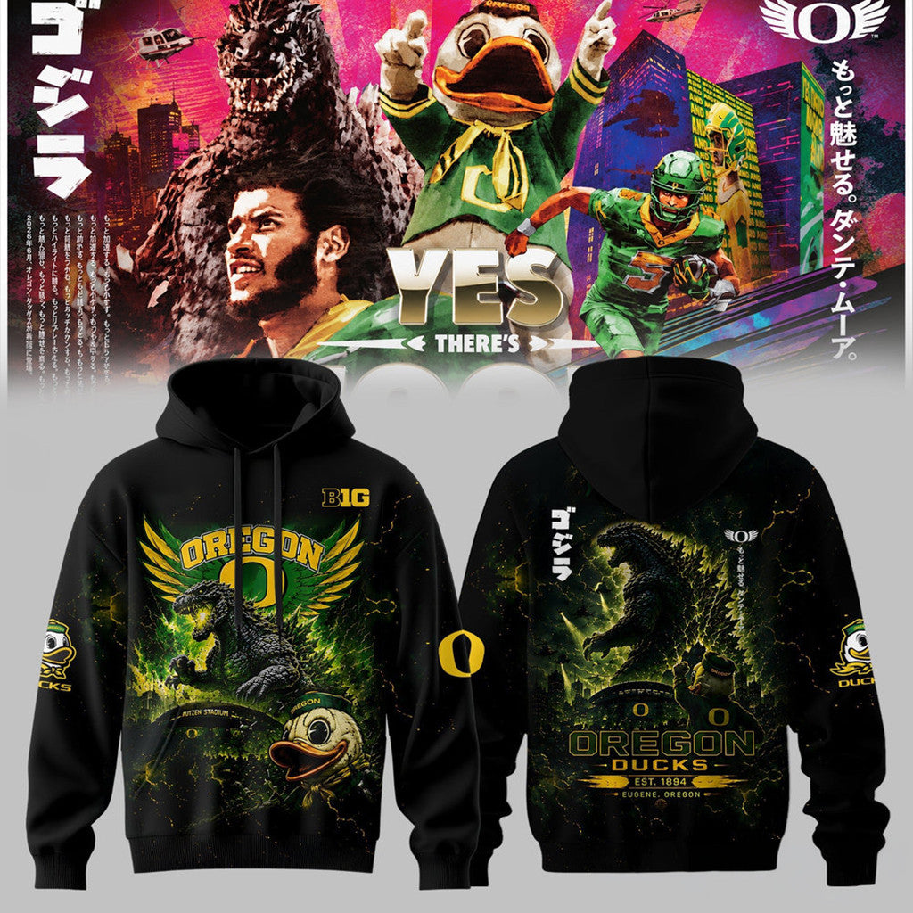 Oregon Ducks X Godzilla 2026 Hoodie Oregon Ducks Merch Presents For Football Fans - Loomnari