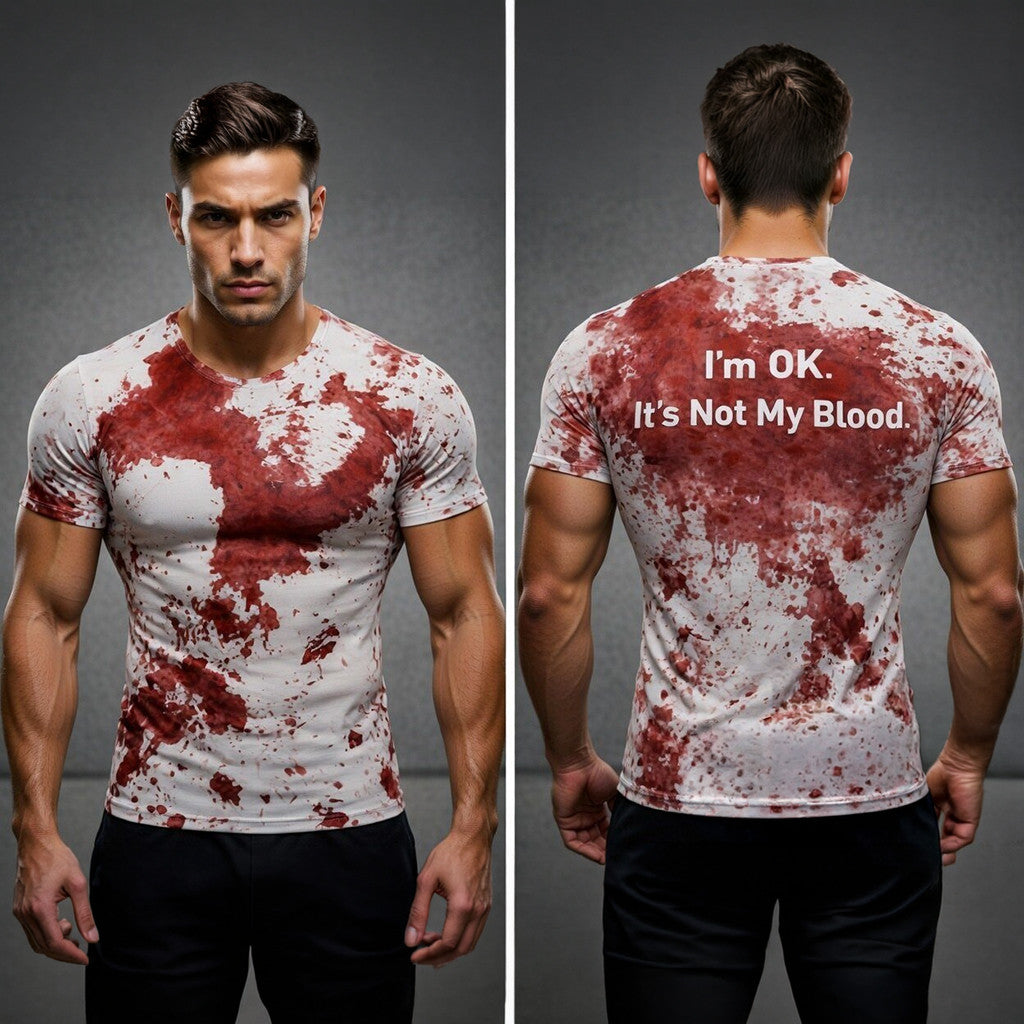 Im Ok It's Not My Blood Compression Shirt Bloody Halloween Costume Rash Guard Gift For Him - Loomnari