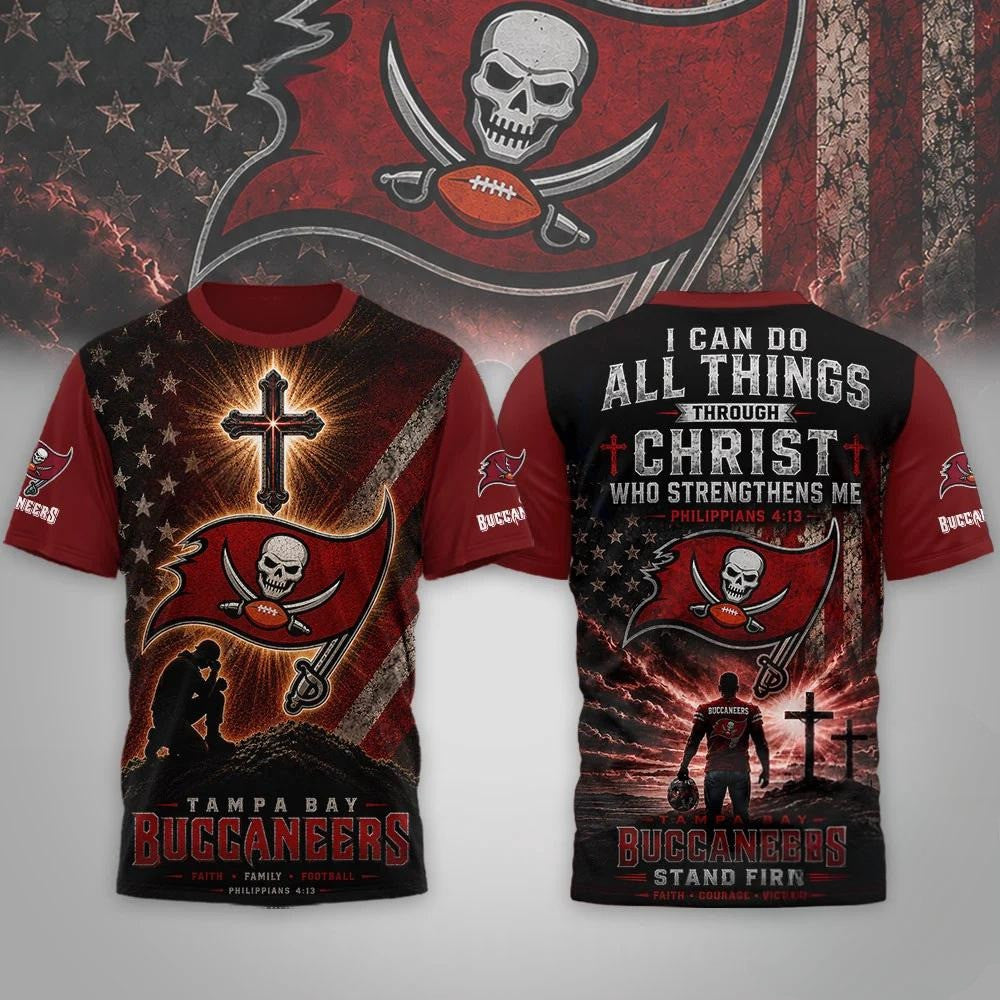 Tampa Bay Buccaneers 2026 Faith Family Football T-Shirt Buccaneers Merch Religious Apparel - Loomnari