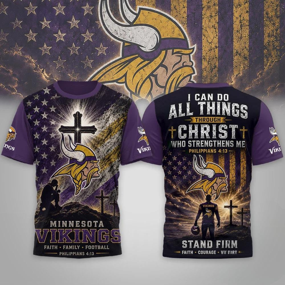 Minnesota Vikings Faith Family Football Shirt 2026 Minnesota Vikings Merch Gift For Religious - Loomnari