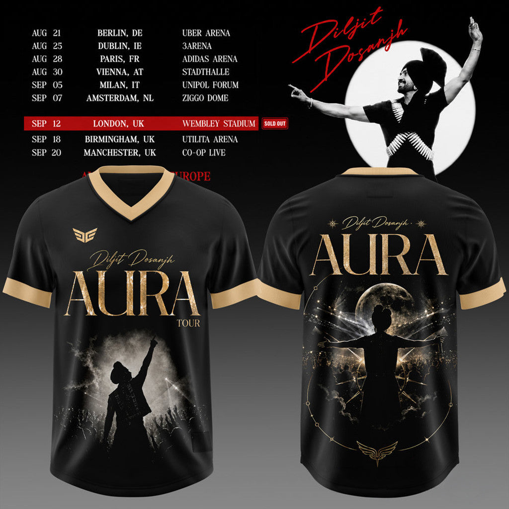 Diljit Dosanjh Aura World Tour 2026 Jersey Shirt Diljit Dosanjh Merch Best Gift For Music Lover - Loomnari