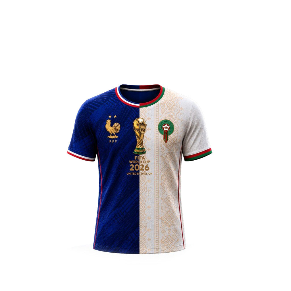 France X Morocco 2026 FIFA World Cup Mashup Jersey Shirt Game Day Apparel Gift For Football Fan - Loomnari