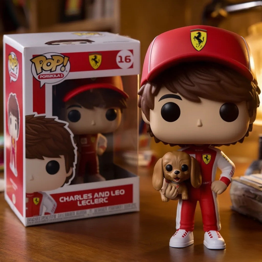 Charles Leclerc And Leo Puppy Ferrari Formula 1 Funko Pop 2026 Charles Leclerc Merch Fan Gifts - Loomnari