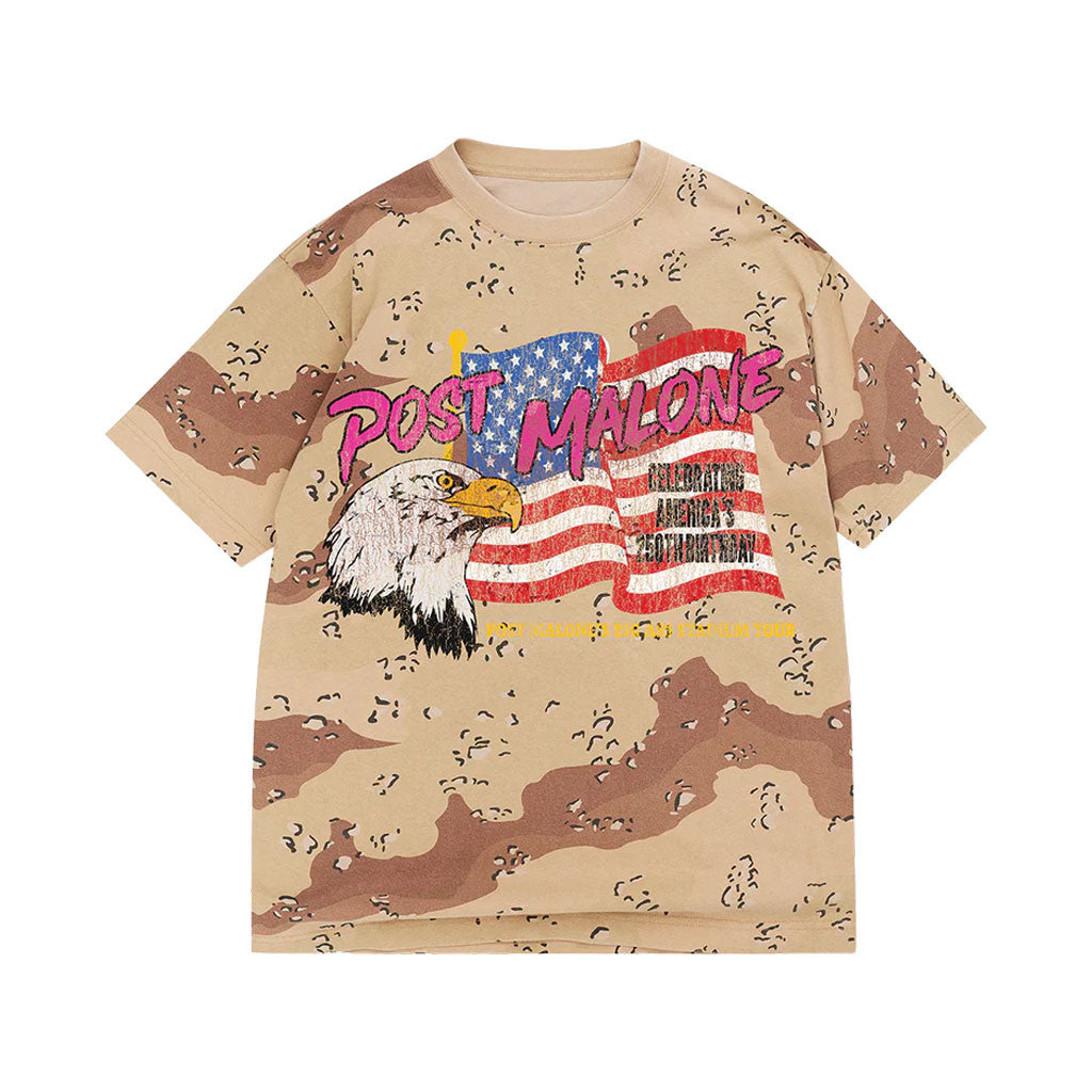 Post Malone Merch 2026 America's 250th Birthday Desert Camo Shirt Big Ass Stadium Tour Merch - Loomnari