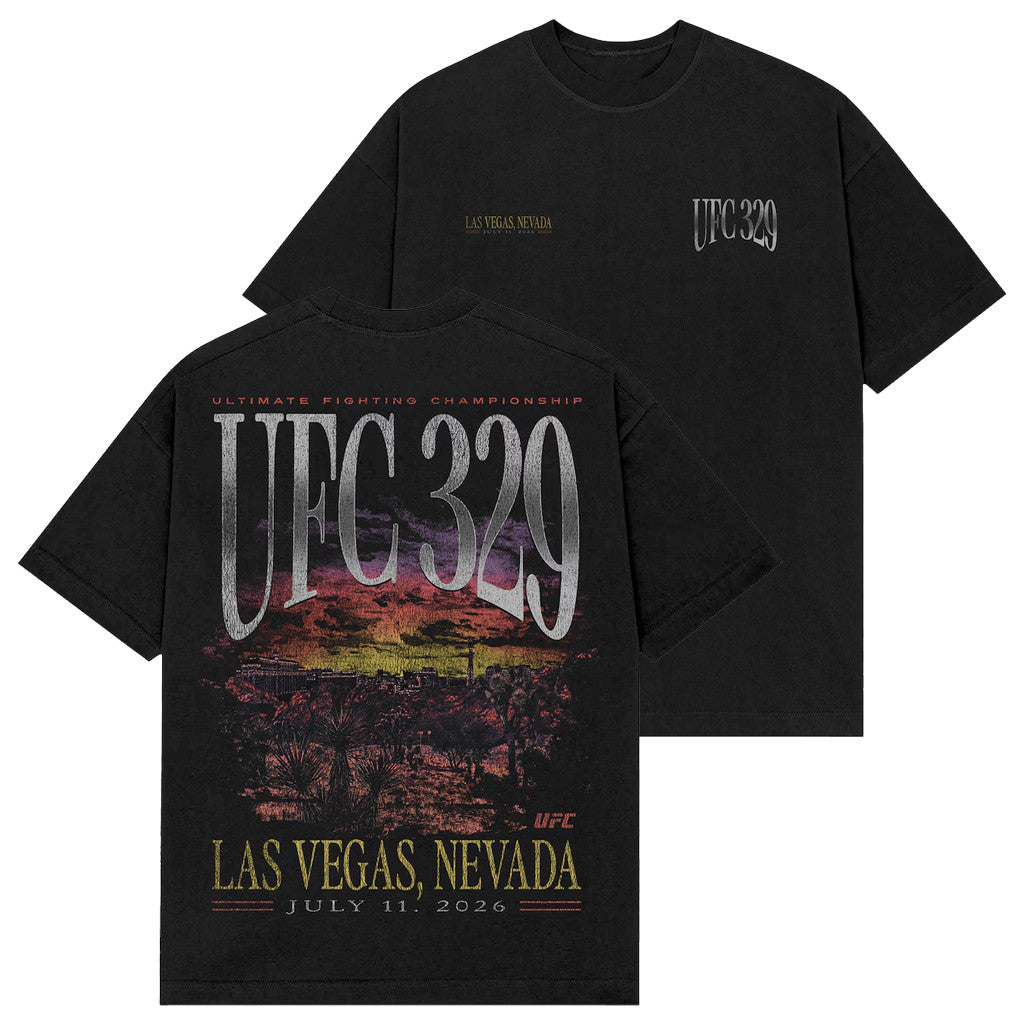 UFC Merch 2026 Black UFC 329 McGregor Vs Holloway 2 Landscape T-Shirt Gift For Dudes - Loomnari