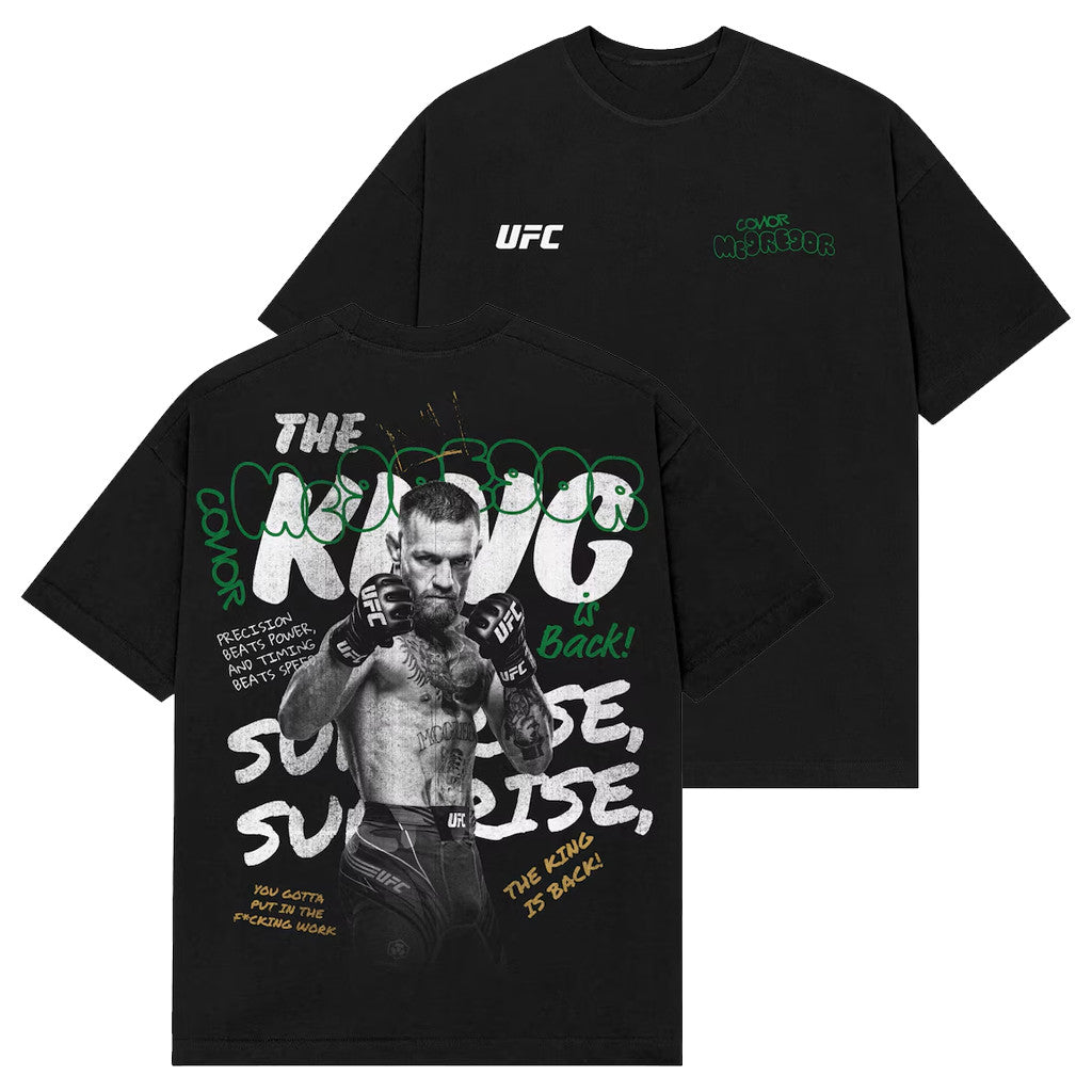 UFC Merch 2026 Conor McGregor King T-Shirt The King Is Back Shirt Conor McGregor Merch Black - Loomnari
