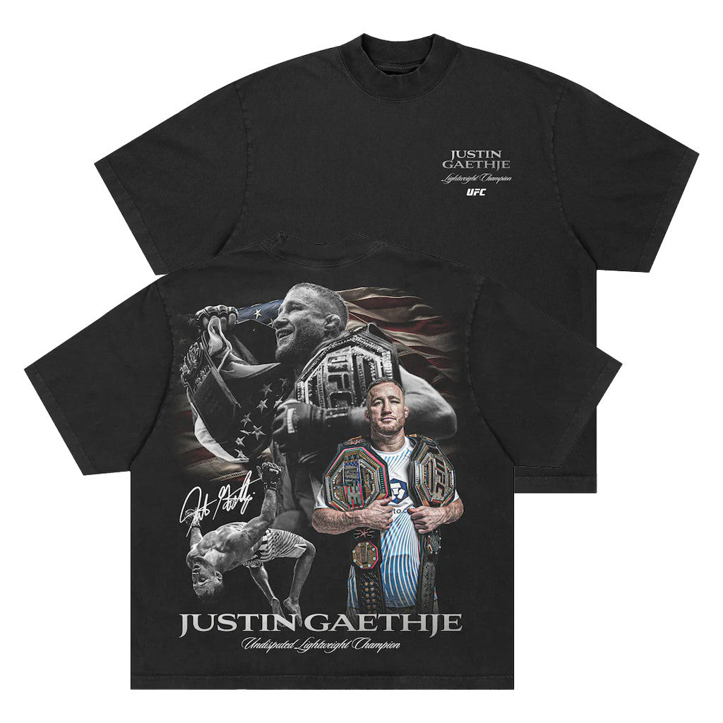 UFC Merch 2026 Justin Gaethje Year Of The Patriot T-Shirt Justin Gaethje Merch Signed - Loomnari