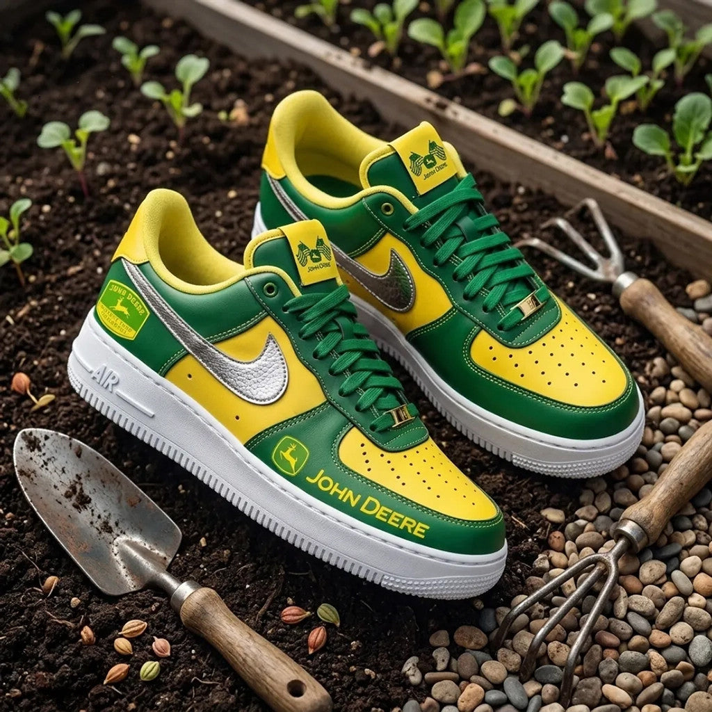 John Deere Yellow And Green Shoes Sneakers John Deere Merch Birthday Gift For Stepdad - Loomnari