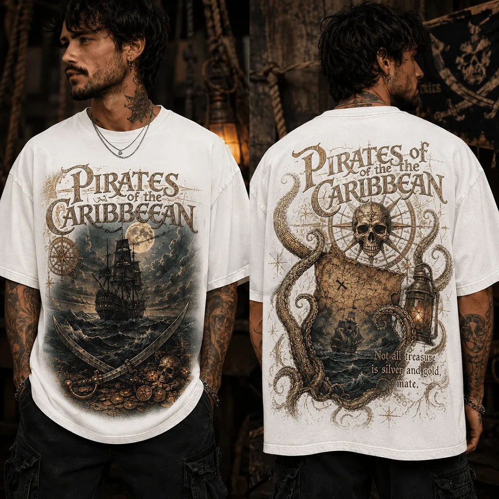 Pirates Of The Caribbean Nautical T-Shirt Vintage Tees Gifts For Movie Fan - Loomnari