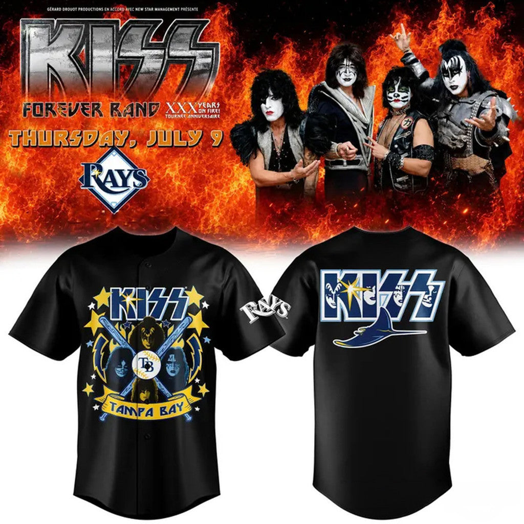 Tampa Bay Rays X KISS Tour Special Baseball Jersey Rays Merch Gifts For Baseball Lovers - Loomnari