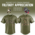 Custom Rocket City Trash Pandas 2026 Military Appreciation Night Jersey Pandas Merch Fan Gifts - Loomnari