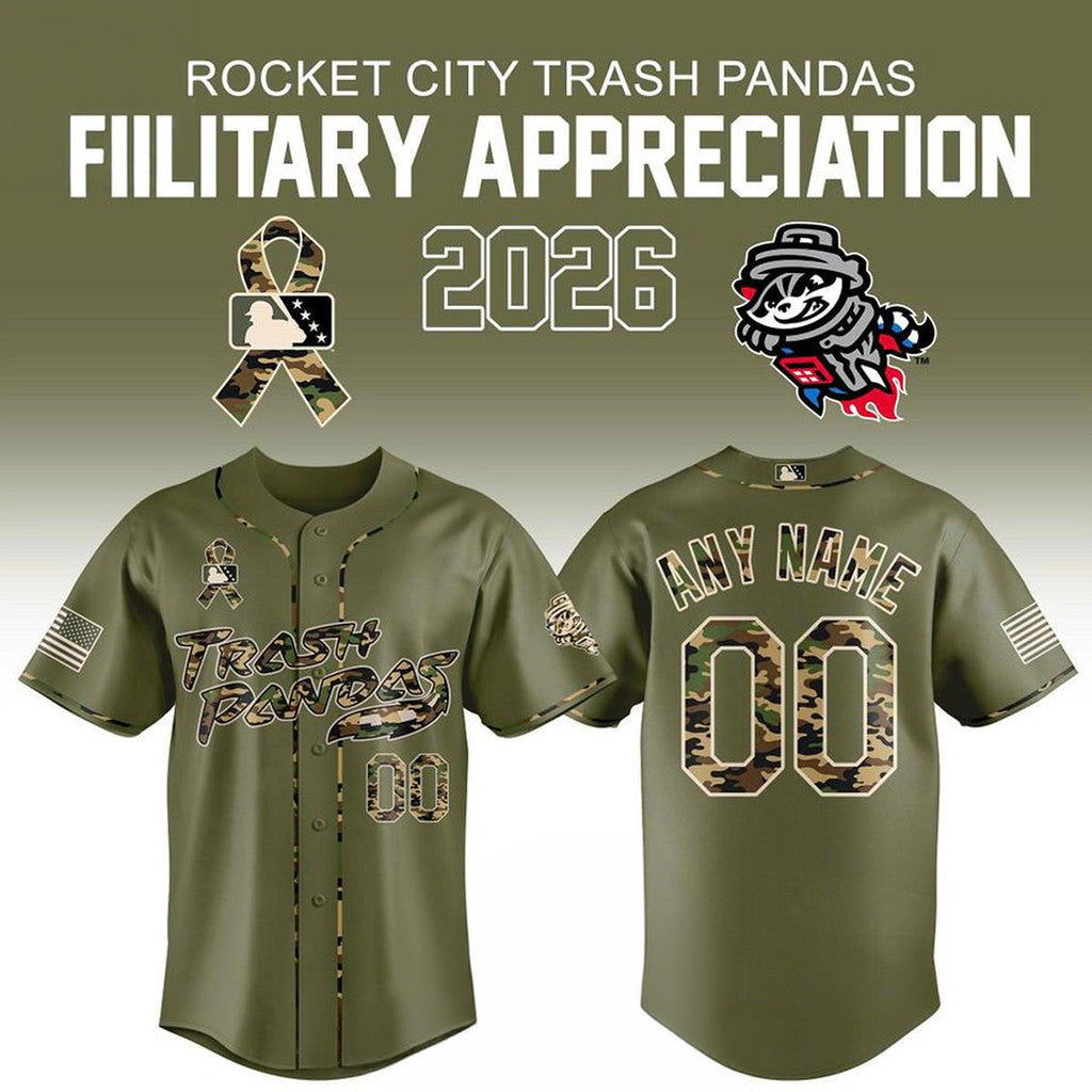 Custom Rocket City Trash Pandas 2026 Military Appreciation Night Jersey Pandas Merch Fan Gifts - Loomnari