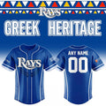 Custom Tampa Bay Rays x Greek Heritage Night 2026 Baseball Jersey TB Rays Merch Gifts For Fan - Loomnari