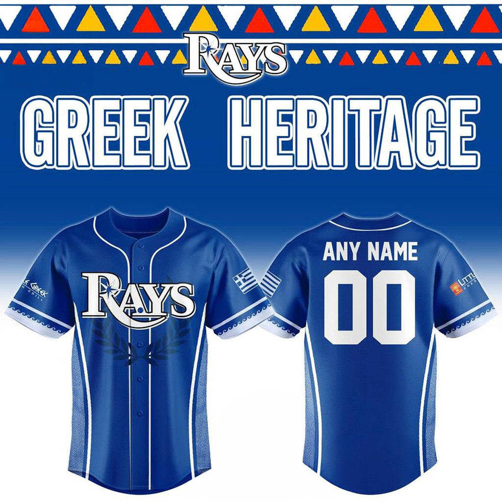 Custom Tampa Bay Rays x Greek Heritage Night 2026 Baseball Jersey TB Rays Merch Gifts For Fan - Loomnari
