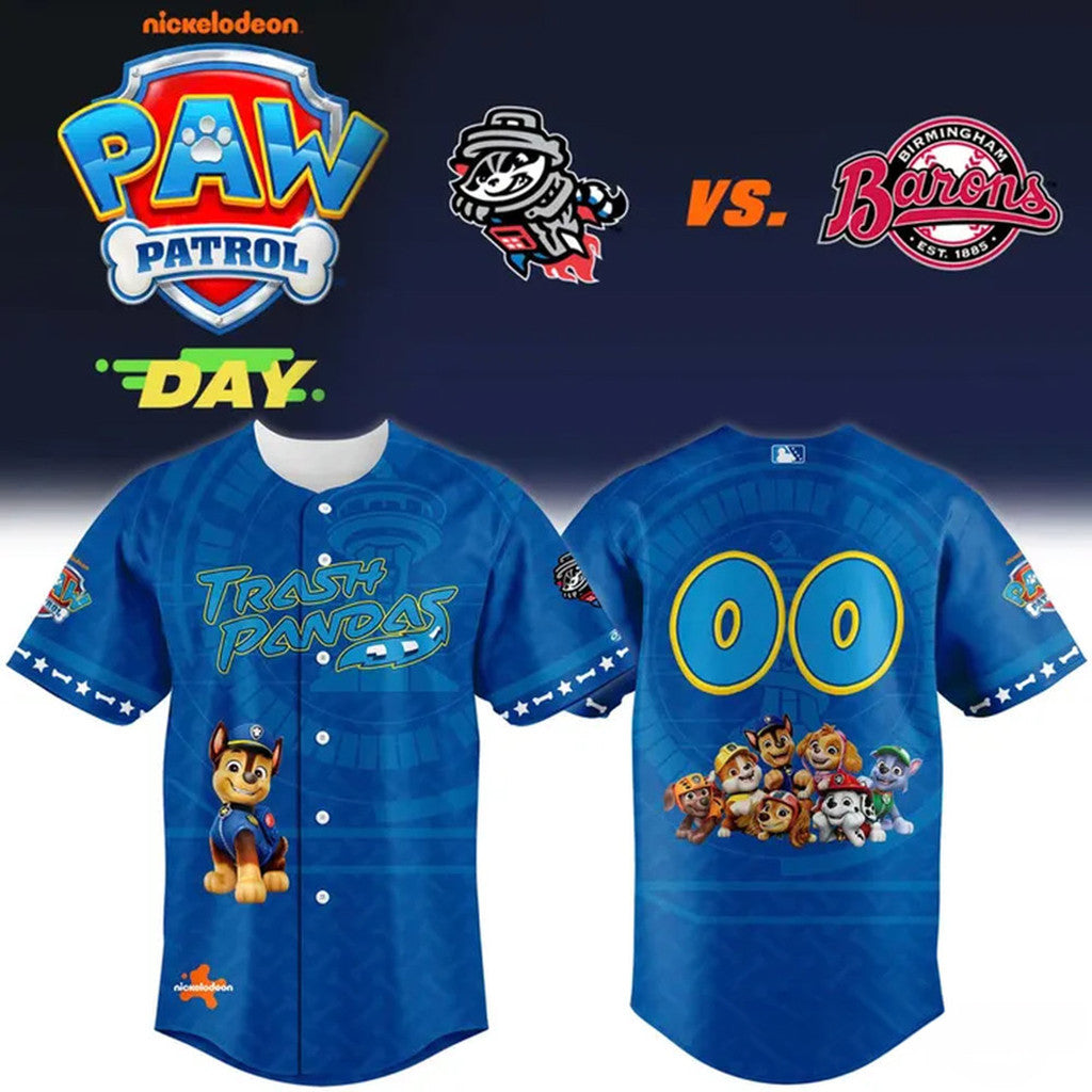 Custom Rocket City Trash Pandas 2026 Paw Patrol Adventure Day Jersey RC Trash Pandas Merch - Loomnari