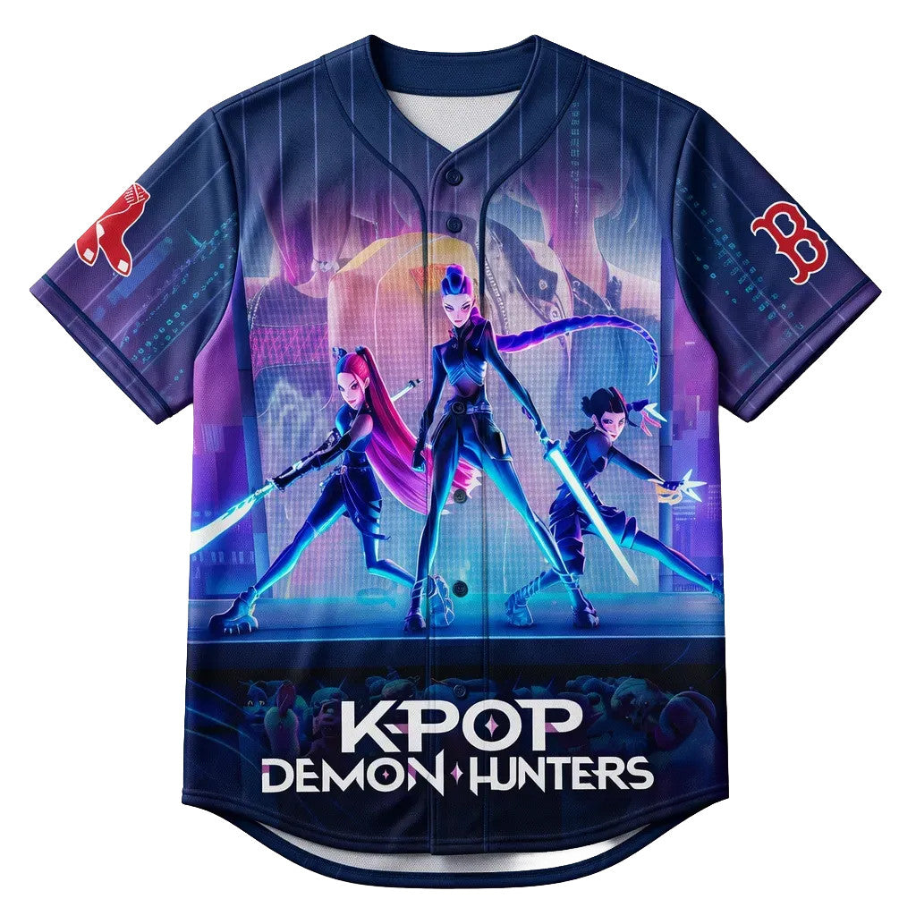 Personalized K-Pop Demon Hunters X Boston Red Sox Baseball Jersey Gifts For Baseball Fans - Loomnari