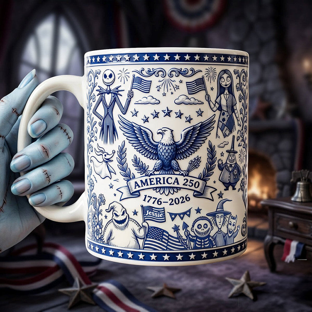 Custom The Nightmare Before Christmas 4Th Of July American Pride 250Th 1776 2026 Mug Best Gifts - Loomnari