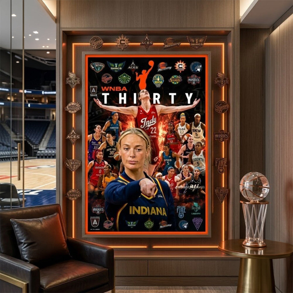 WNBA Thirty 30Th Anniversary Poster Sophie Cunningham Pointing Merch Caitlin Clark Poster Decor - Loomnari