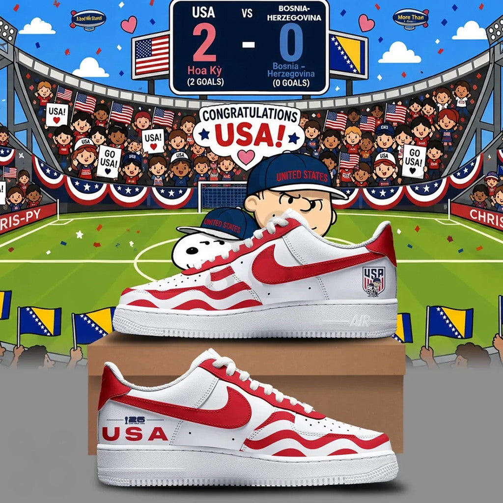 United States Men's National Team 2026 Snoopy Sneakers USA Soccer FIFA World Cup 2026 Merch - Loomnari