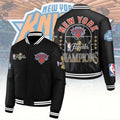 New York Knicks 2026 Finals Champions Black Varsity Jacket Knicks Merch Basketball Lover Gifts - Loomnari