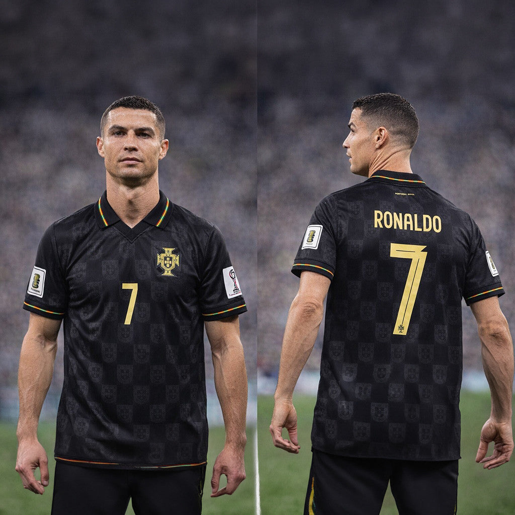 Cristiano Ronaldo V-Neck Polo Jersey Shirt #7 Portugal Team Merch For Cr7 Fan Soccer Gifts - Loomnari