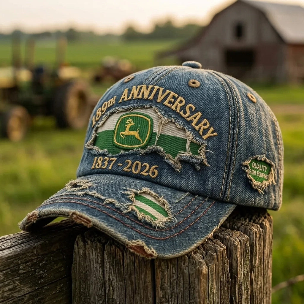 John Deere 189th Anniversary Distressed Hat John Deere Merch Best Gift For Grandpa - Loomnari