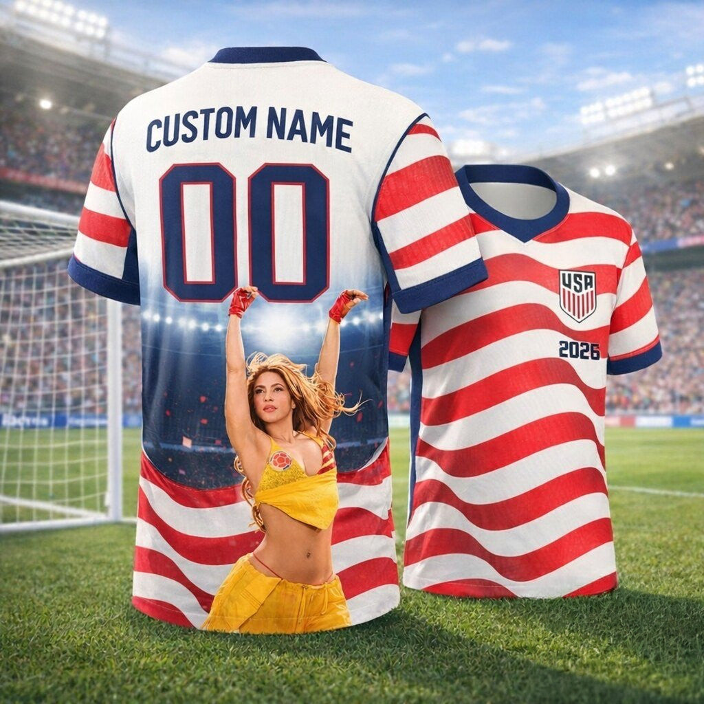 Personalized Shakira X USA World Cup 2026 Soccer Jersey Shirt FIFA WC 2026 Merch Game Day Gear - Loomnari