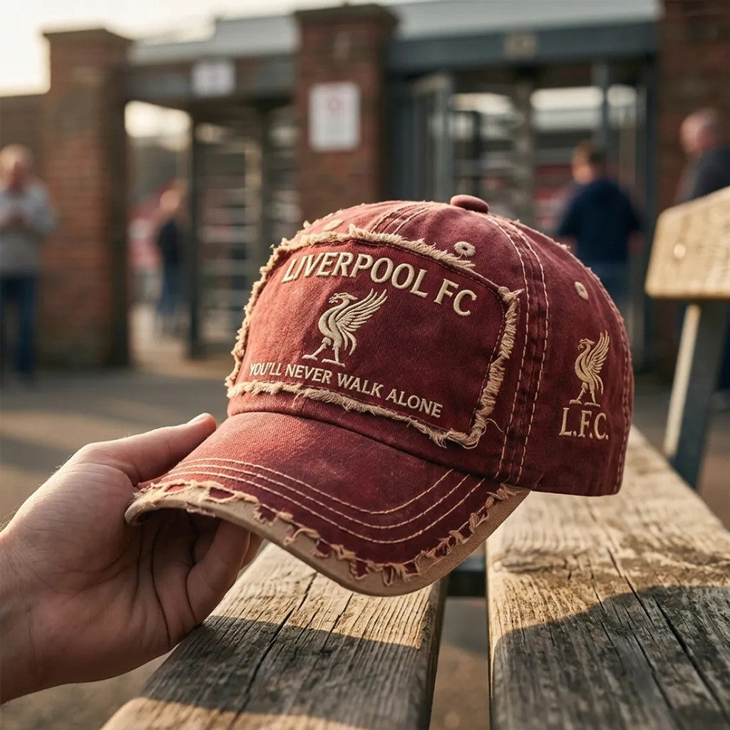 Liverpool FC Vintage Distressed Hat You'll Never Walk Alone Baseball Cap LFC Merch Fan Gifts