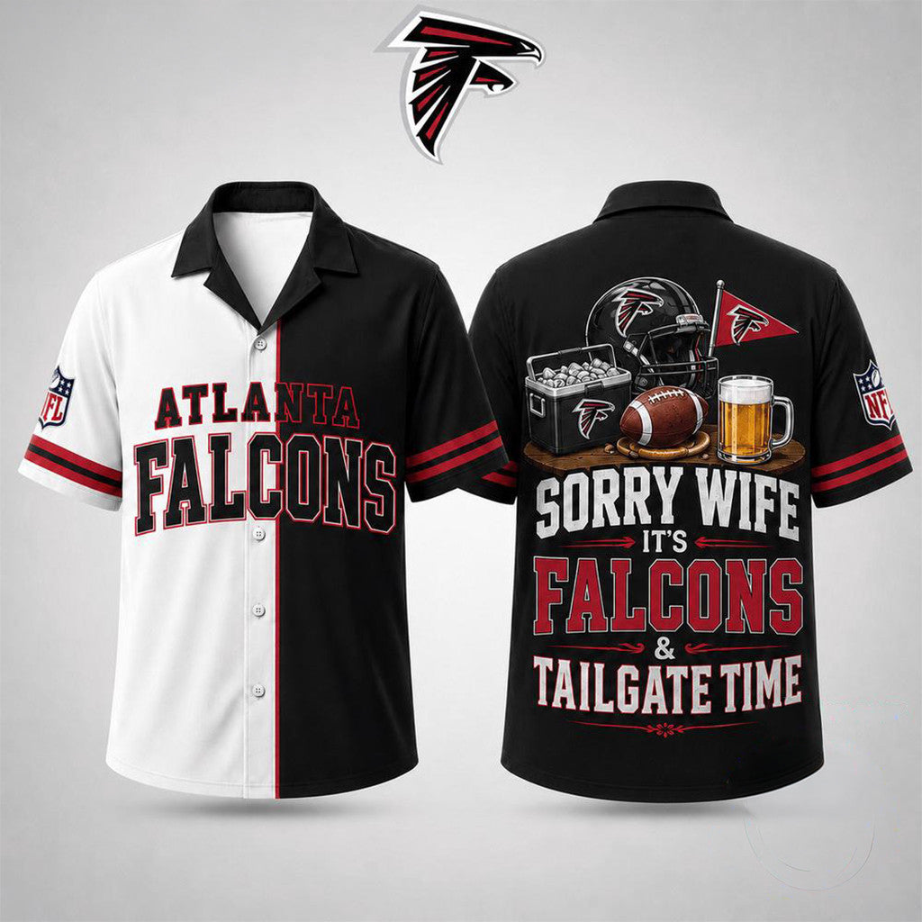 Atlanta Falcons Merch Sorry Wife It's Falcons And Tailgate Time Hawaiian Shirt Gift For Him