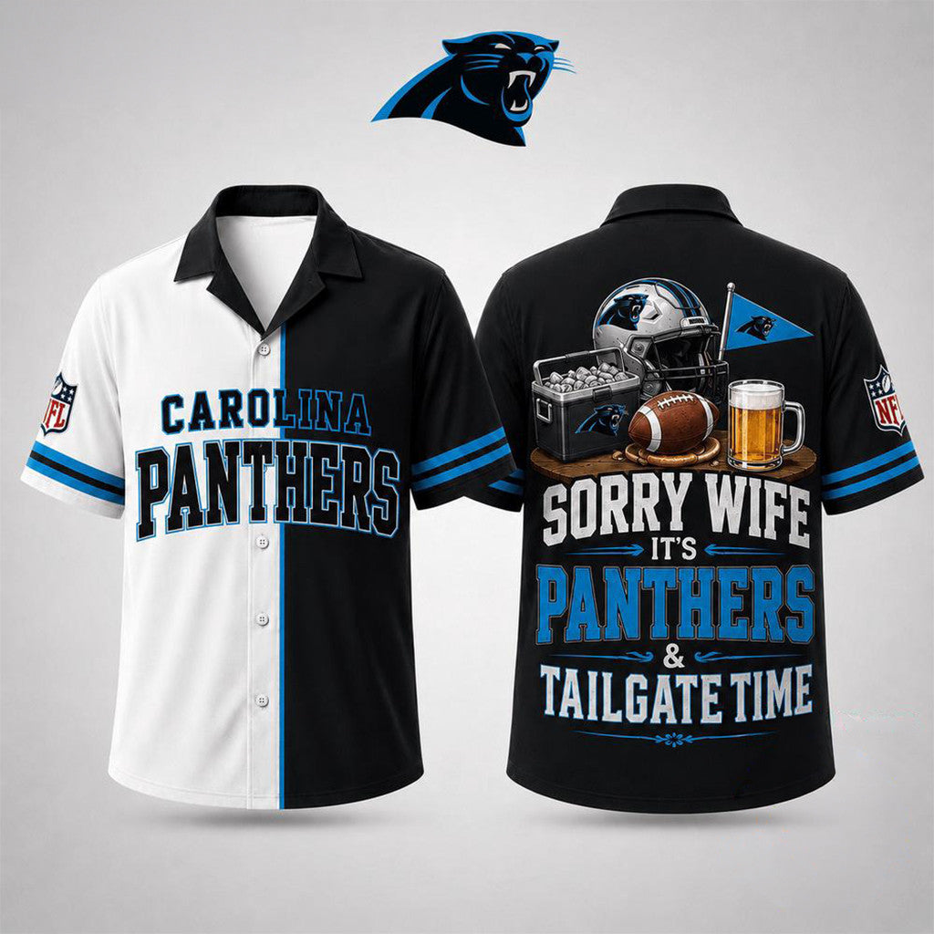 Carolina Panthers Merch Sorry Wife It's Panthers And Tailgate Time Hawaiian Shirt Him Gifts