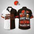 Cleveland Browns Merch Sorry Wife It's Browns And Tailgate Time Hawaiian Shirt Husband Gifts