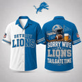 Detroit Lions Merch Sorry Wife It's Lions And Tailgate Time Hawaiian Shirt Funny Football Gifts