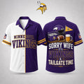 Minnesota Vikings Merch Sorry Wife It's Vikings And Tailgate Time Hawaiian Shirt Gag Gift Ideas