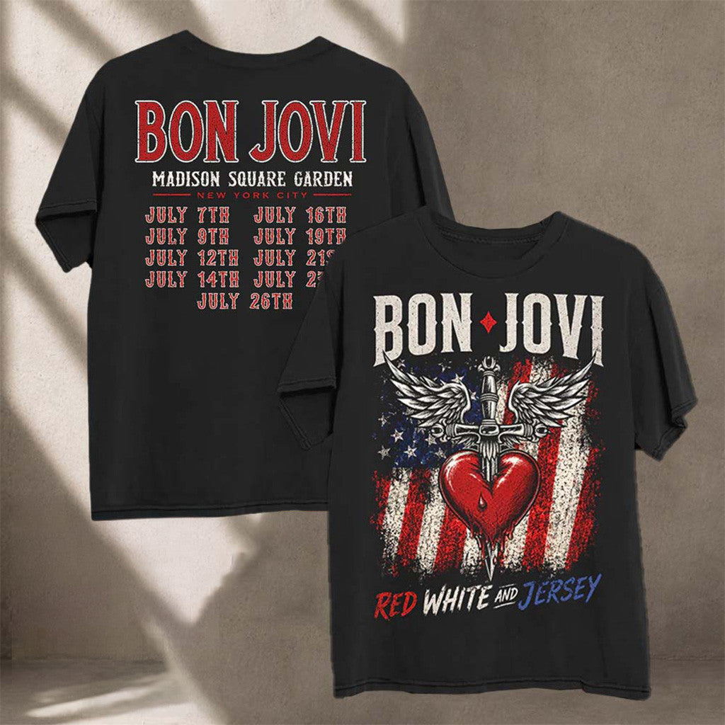 Bon Jovi New Jersey NYC Forever Album Black T-Shirt Vintage Rock Band Merch Gift For Fans