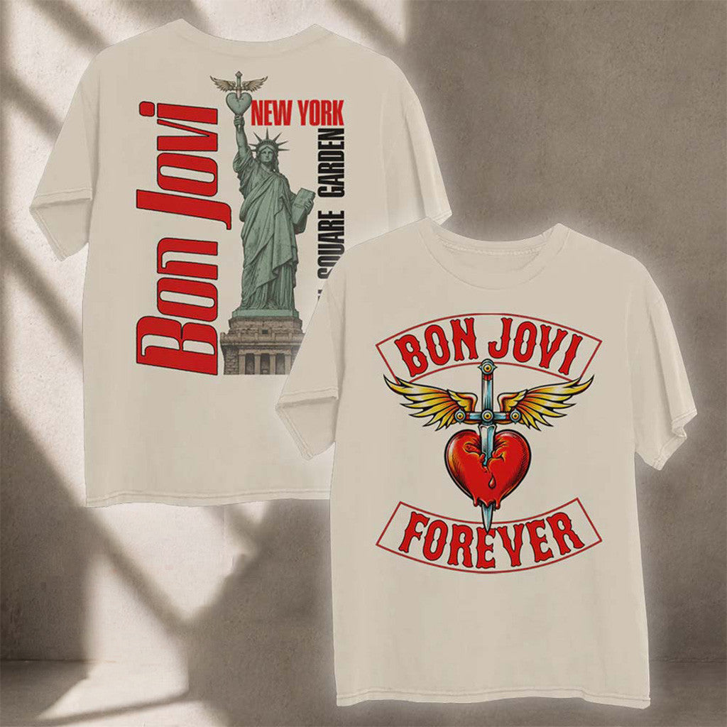 Bon Jovi Statue Of Liberty Graphic T-Shirt Vintage Bon Jovi Rock Band Merch 2026 Gift For Fans