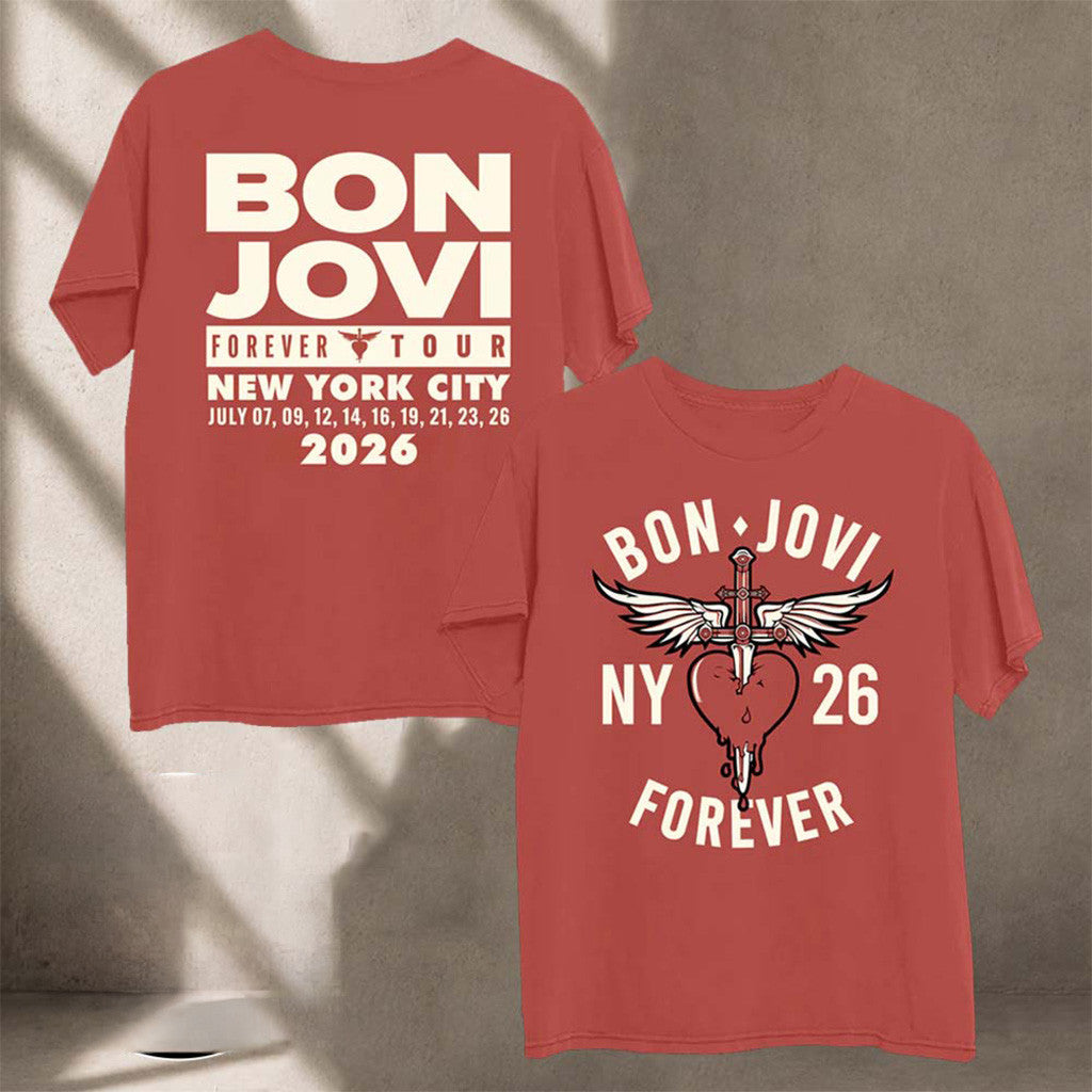 Bon Jovi New York Forever Tour 2026 Vintage T-Shirt Bon Jovi NYC Concert Merch Fan Present