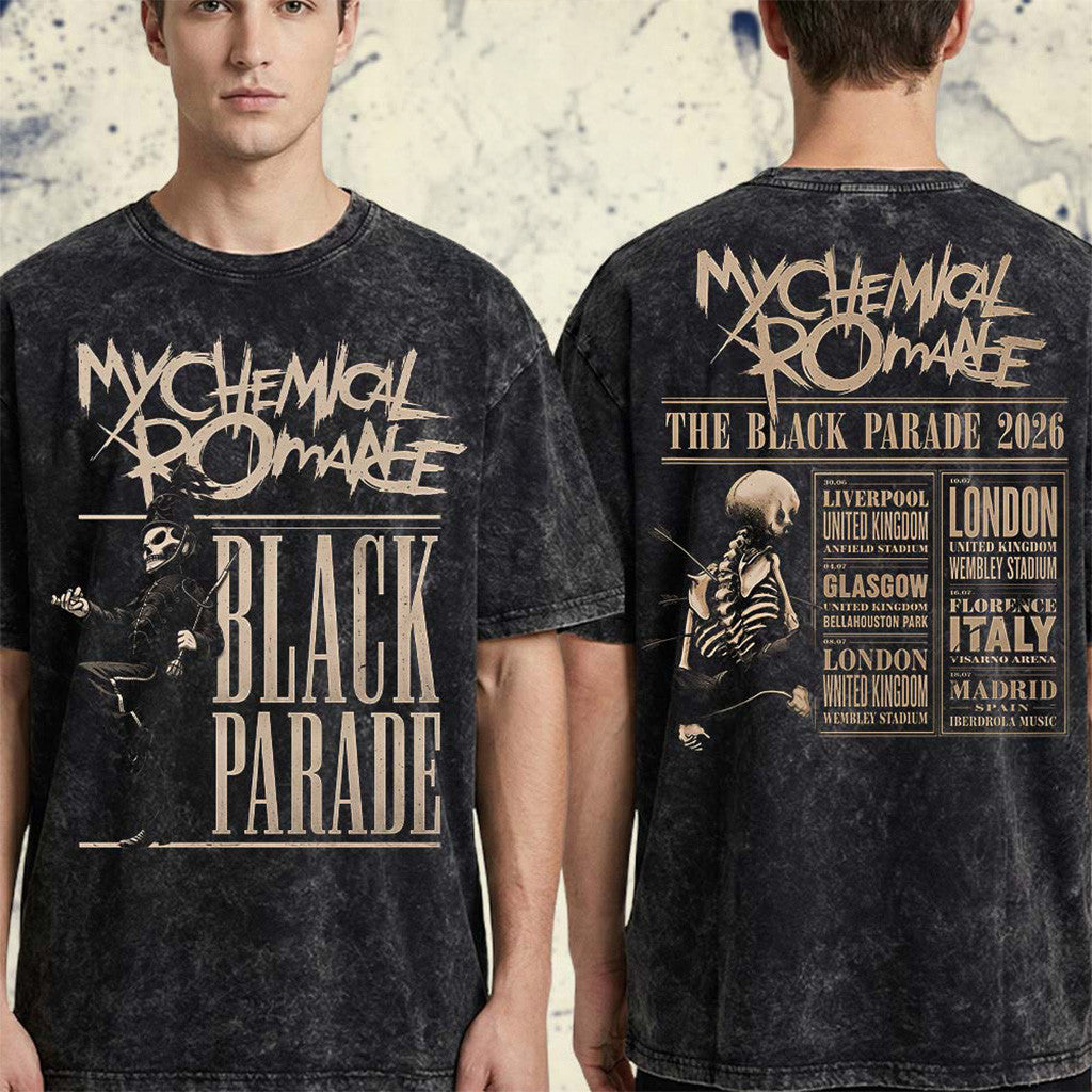 My Chemical Romance The Black Parade EU And UK 2026 Tour Vintage Washed T-Shirt MCR Merch