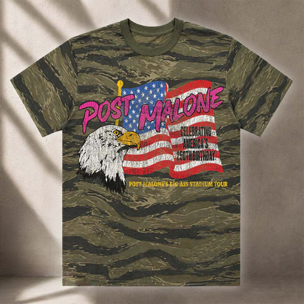 Post Malone Big Ass Stadium Tour Tiger Camouflage T-Shirt 2026 Post Malone Merch Tour