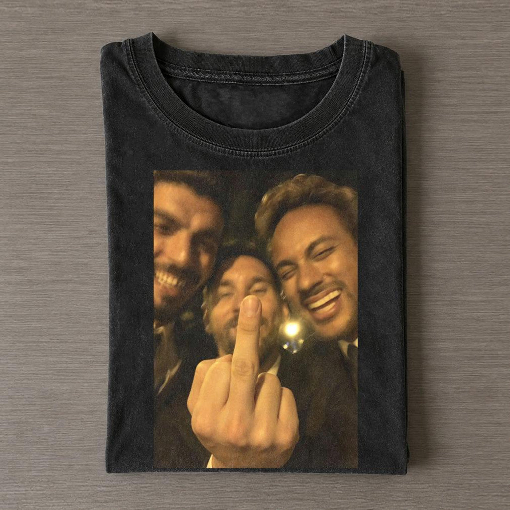 Messi Suarez Neymar MSN Suit Photo T-Shirt FIFA World Cup 2026 Merch Football Fan Gift Ideas