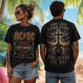 AC DC HD Ride Loud Stand Firm God Leads The Way T-Shirt AC DC Merch Gifts For Bikers